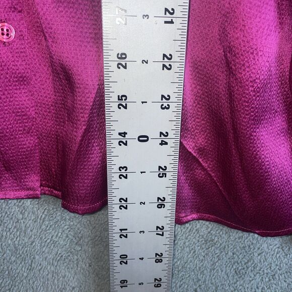 Chico's Shirt Womens Large Pink 100% Silk Blouse Button Up Classy Polished Chic - Picture 8 of 13
